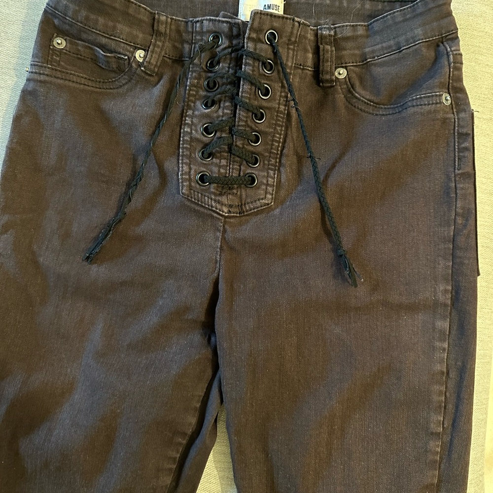 Amuse Society Corset Lace Up Black Jeans Womens 28